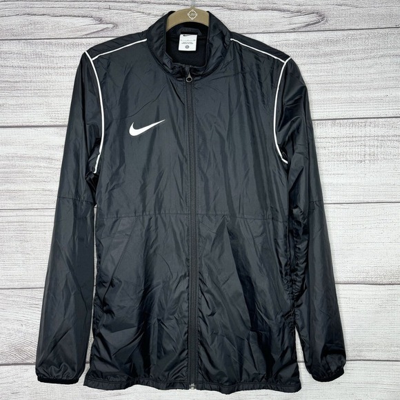 Nike Windbreaker‎ Jacket size S Full Zip Lightweight Running Reflective Black - Picture 1 of 4
